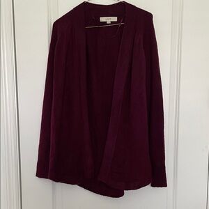 LOFT Women's Rich Burgundy Open Cardigan